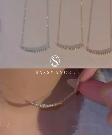 SASSY ANGEL 커브 라인 펜던트 핑크 골드