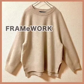 새상품급 프레임워크 래글런 슬리브 와이드 풀오버 니트 울 100%