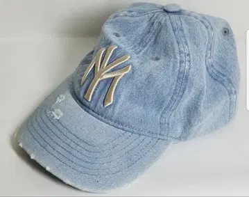 NY 로고 자수 데님 캡