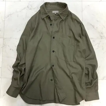 새상품급 마가렛호웰 코튼 캐시미어 컬러 셔츠 세탁 가능 카키 L