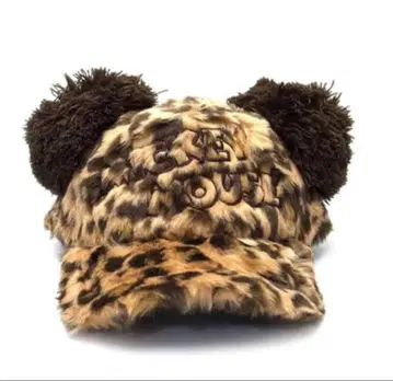 레오파드 무늬 퍼 캡