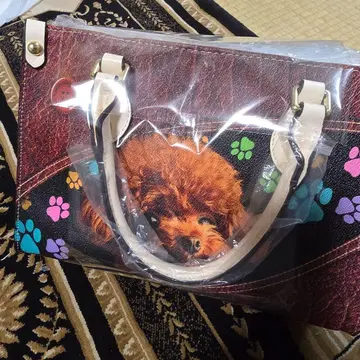 토이 푸들 프린트 핸드백