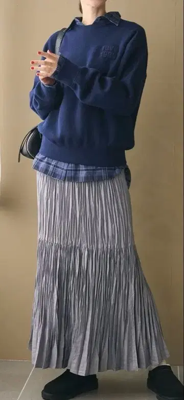 BEATY & YOUTH 폴리에스테르 친츠 플리츠 스커트