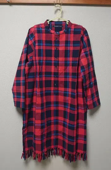 [새상품급] 펠리시모 체크 무늬 프린지 원피스