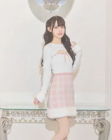 미셸 마카롱 데콜테 오픈 체크 퍼 원피스