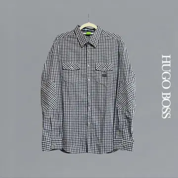 HUGO BOSS 체크 셔츠 엘보 패치 XL 코튼 새상품급 빅