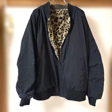 2way 리버서블 블루종 퍼 표범 무늬 레오파드 M 사이즈