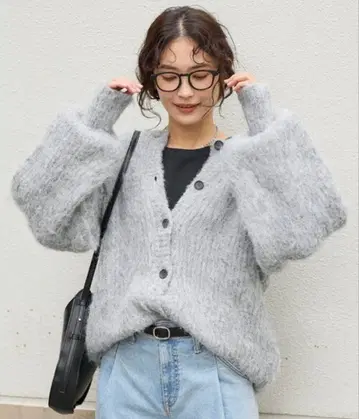 FREAK'S STORE 샤기 니트 가디건 그레이