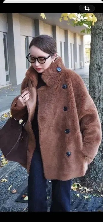 LAULEN b3 스탠드 카라 보아 자켓 울 100% 따뜻한 브라운