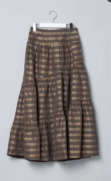 새상품 택 [ FRAY I.D ] 브라운 셔링 타프타 스커트