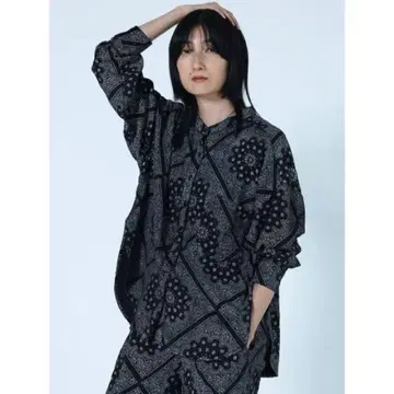 택 포함 새상품 LASUD 페이즐리 무늬 텐셀 셔츠 야마다야