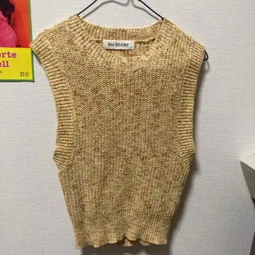 Ray BEAMS 베이지 니트 베스트 오픈 백