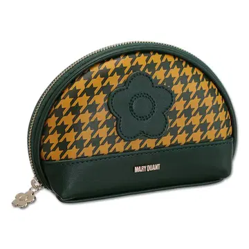 MARY QUANT 마리콴트 하운드투스 체크 데이지 패치 라운드 파우치