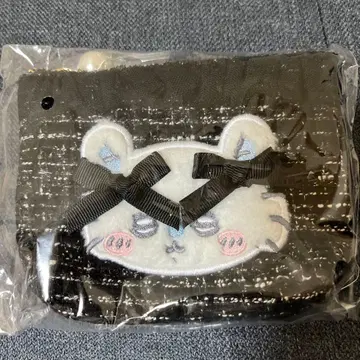 트위드 티슈 파우치 치이카와 (먼작귀) 리본 화장품 소품함 파우치 모몽가