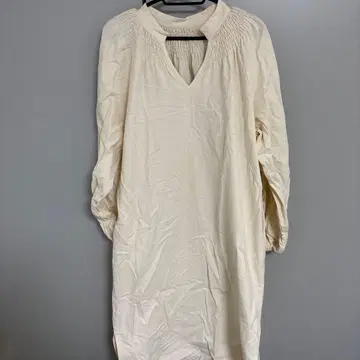 아이보리 V넥 롱 원피스