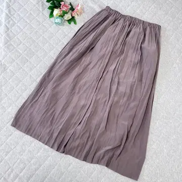 개럴개런트 네이비 [ S ] 플리츠 스커트 롱 기장 허리밴딩 광택감