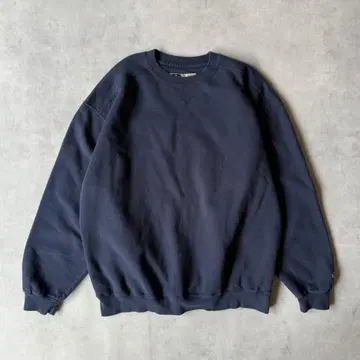 90s Russell Athletic 하이 코튼 맨투맨 무지 네이비