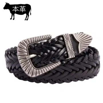 웨스턴 메쉬 벨트 남성용 벨트 천연 가죽 블랙 (새상품)