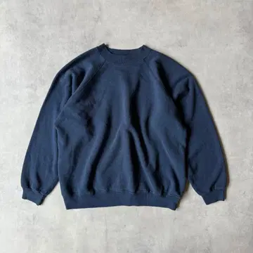 90s USA제 Hanes 래글런 맨투맨 선페이드 무지 네이비