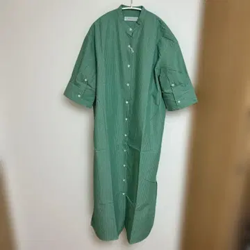 SETTO 그린 스트라이프 반팔 셔츠 원피스