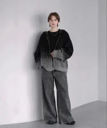 ROCHEM 12oz 케미컬 워시 와이드 데님 팬츠