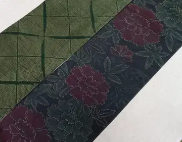 No.1787 오시마 명주 순수 실크 반폭 오비 헤코 오비 핸드메이드