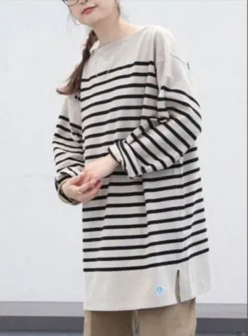 ORCIVAL 빅 러셀 보더 프렌치 셔츠 7 베이지 x 블랙