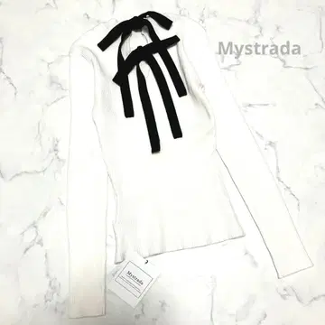 [ 미사용 새상품 ] 마이 스트라다 백리본 리브 니트 상의 고급