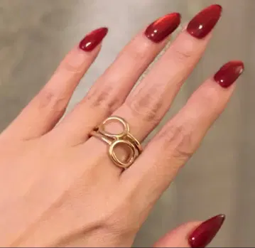 아쉬페 프랑스 오벌 디자인 골드 톤 반지 모던 19호