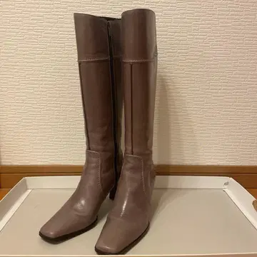 긴자 카네마츠 그레이지 가죽 롱 부츠 블랙