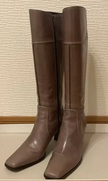 긴자 카네마츠 그레이지 가죽 롱 부츠 블랙