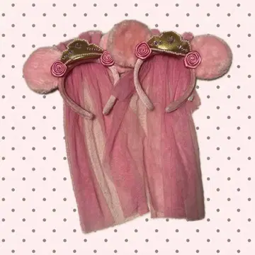 미니 마우스풍 핑크 귀 달린 머리띠