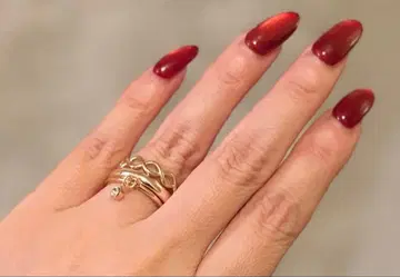 H.P.FRANCE 골드 컬러 3연 반지 스톤 포함 레이어드 11호