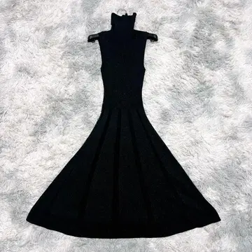 INED 9 터틀넥 니트 원피스 블랙 계열 일본제 텐셀 혼방