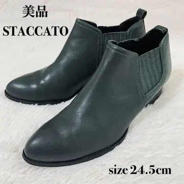 새상품급 STACCATO 스태커토 앵클부츠 골드 금장 장식 24.5cm