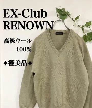 컨디션 최상 레트로 고급 울 100% EX-Club RENOWN 니트