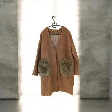 Ray Cassin 브라운 코트 퍼 포켓