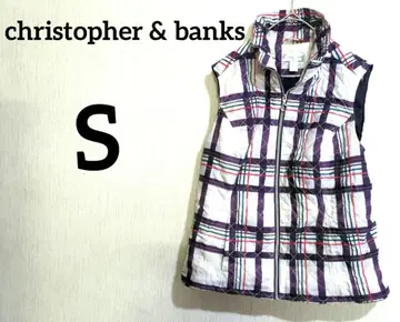 christopher & banks 체크 무늬 충전솜 베스트 [ S ]