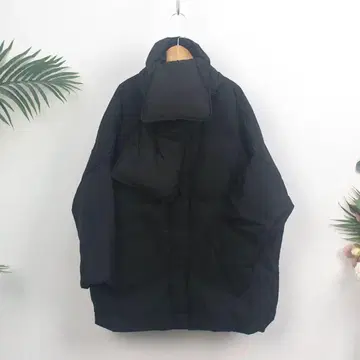 블랙 다운 자켓 후드 부착 한국 스타일 스톨 부착 충전솜 다운 코트