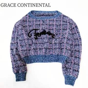 [그레이스 콘티넨탈] 트위드 긴팔 스웨터 최근 모델 코튼 깔끔한