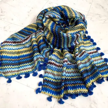 [택 포함 새상품] CITRUS 시트러스 실크 혼방 폼폼 스톨