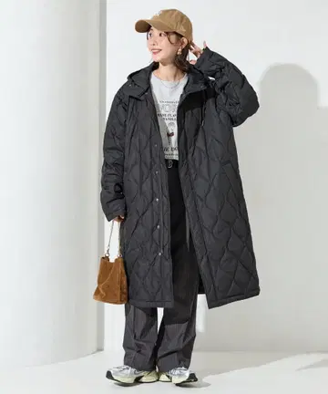 TAION x FREAK'S STORE 퀼트 후드 롱다운