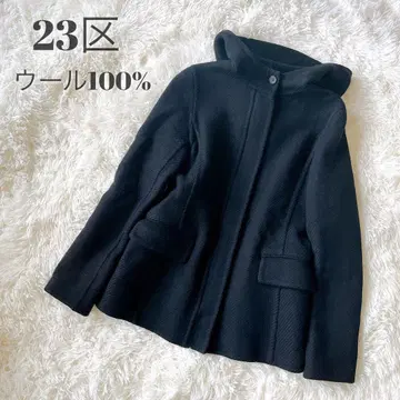 23구 울 100% 후디드 코트 숏 기장 집업 고급스러움 깔끔함