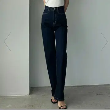 Louere 하이웨스트 스트레이트 데님