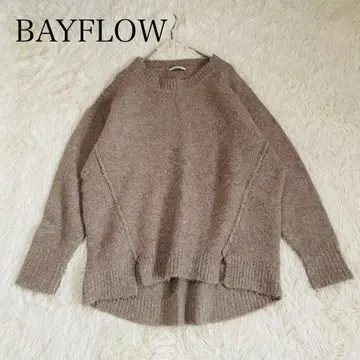 베이플로우 니트 긴팔 브라운 계열 루즈핏 F 심플 무지