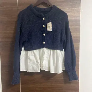 택 포함 proseverse 2way 페플럼 샤기 니트 가디건