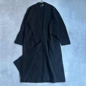 에이트 롱 가디건 퍼 캐시미어 100% 블랙 버튼리스 복슬복슬