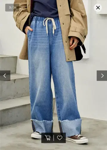 프릭스스토어 워시 가공 롤업 이지 데님 팬츠