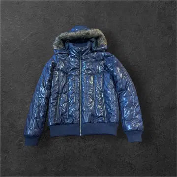 y2k 퍼 다운 자켓 헤이세이 시크 스타일 광택 그런지 기믹 00s