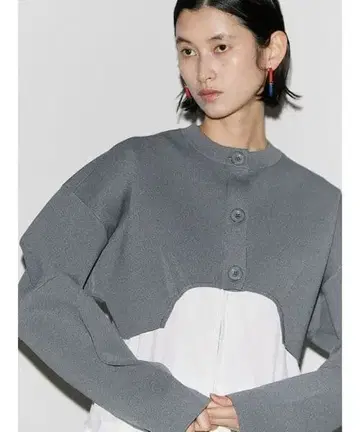 Un3d 가디건 니트 그레이